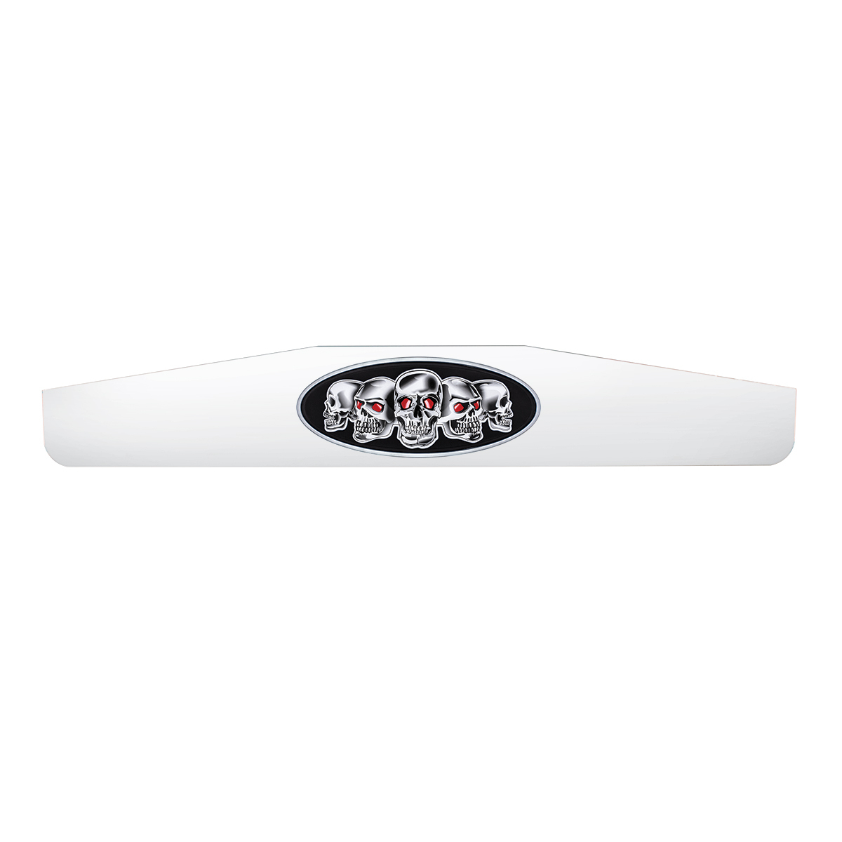 4" X 24" Chrome Bottom Mud Flap Weight With Oval Black Skull Emblem