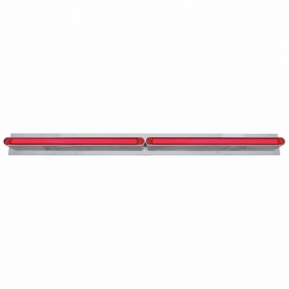 Chrome Top Mud Flap Plate With Two 24 LED 12" GloLight Bars - Red LED/Red Lens (Each)