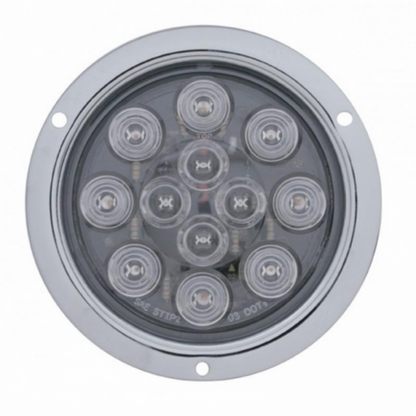 12 LED 4" Round Flange Mount Light (Stop, Turn & Tail) - Red LED/Clear Lens (Bulk)