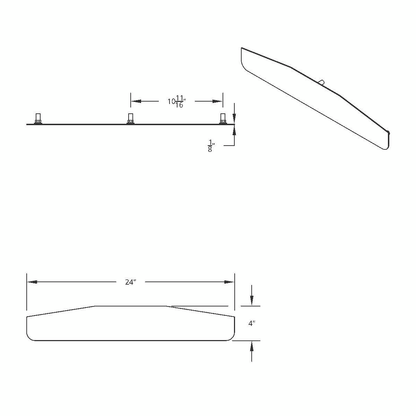 4" X 24" 304 Stainless Standard Bottom Mud Flap Plate - Welded Stud