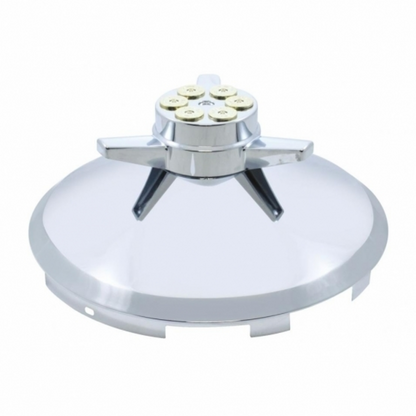 6 Uneven Notched Stainless Front Hubcap With Gun Cylinder Spinner - 7/16" Lip