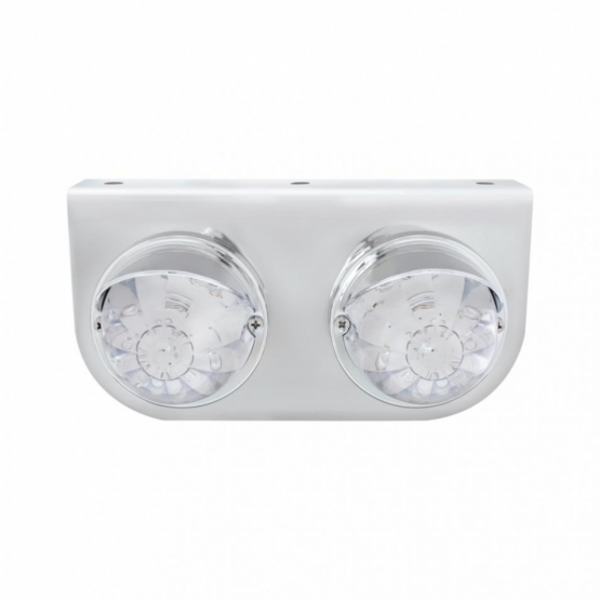 Stainless Light Bracket With 2X 17 LED Watermelon Lights & Visors - Red LED/Clear Lens