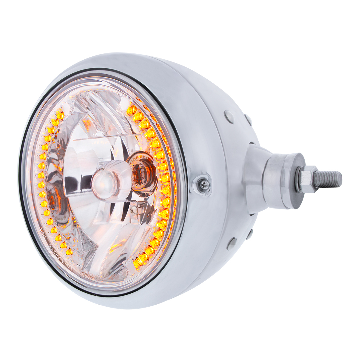 Chrome Guide 682-C Style Headlight Assembly W/Crystal Lens & 34 LEDs Position Light - R/H (Horizontal Mount)