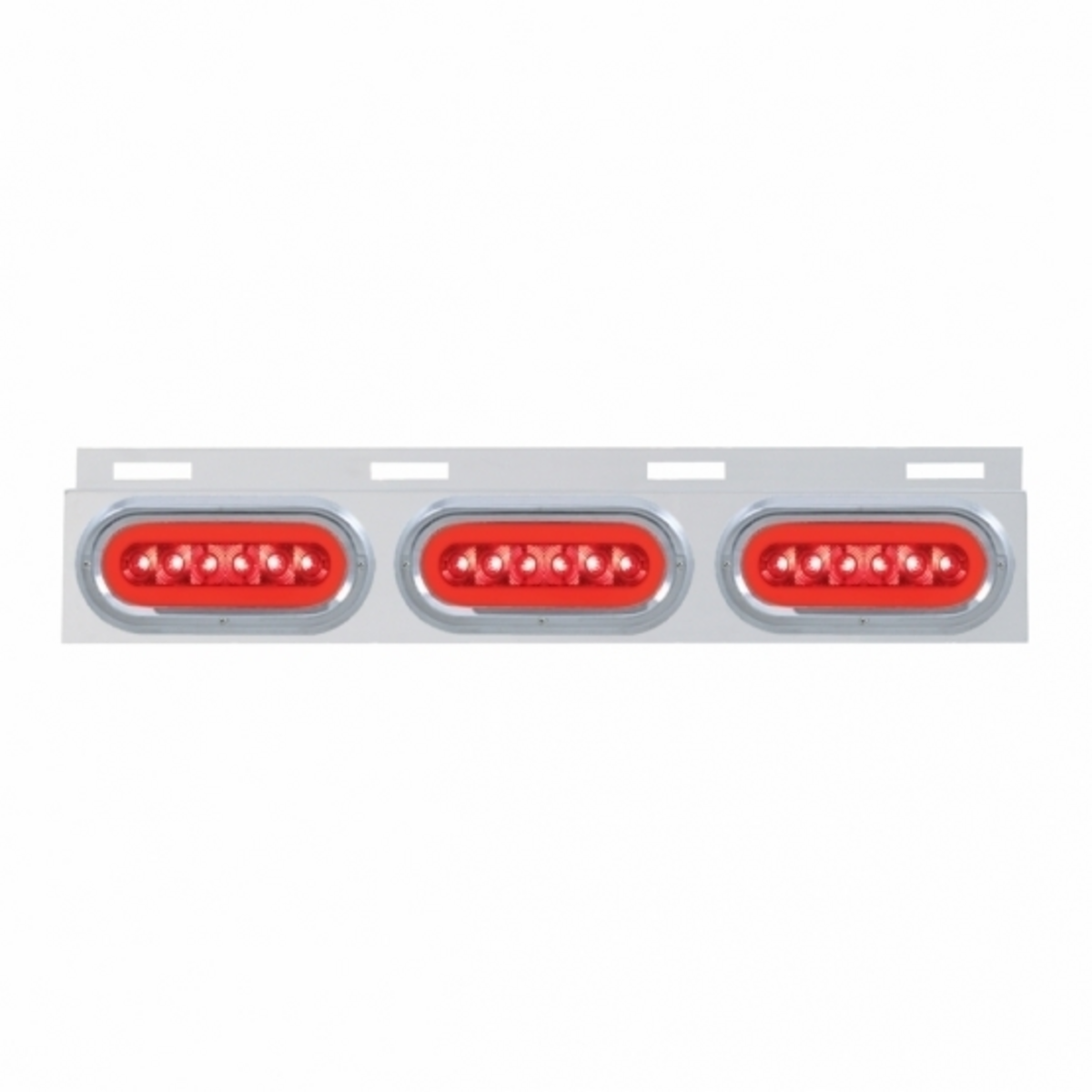 Stainless Top Mud Flap Bracket With 3X 22 LED 6" Oval GloLight & Visors - Red LED/Red Lens (Each)
