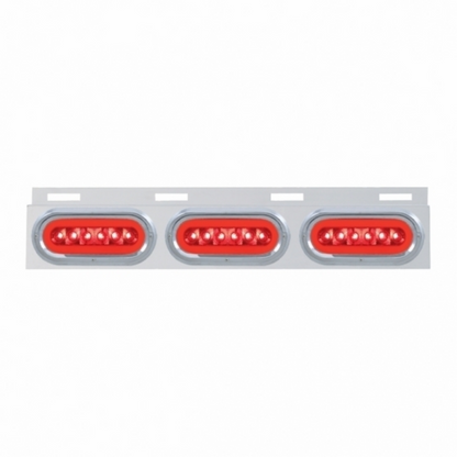 Stainless Top Mud Flap Bracket With 3X 22 LED 6" Oval GloLight & Visors - Red LED/Red Lens (Each)