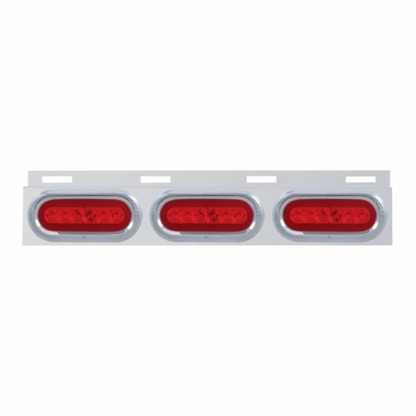Stainless Top Mud Flap Bracket With 3X 22 LED 6" Oval GloLight & Visors - Red LED/Red Lens (Each)