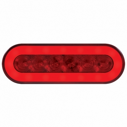 Stainless Top Mud Flap Bracket With 3X 22 LED 6" Oval GloLight & Visors - Red LED/Red Lens (Each)