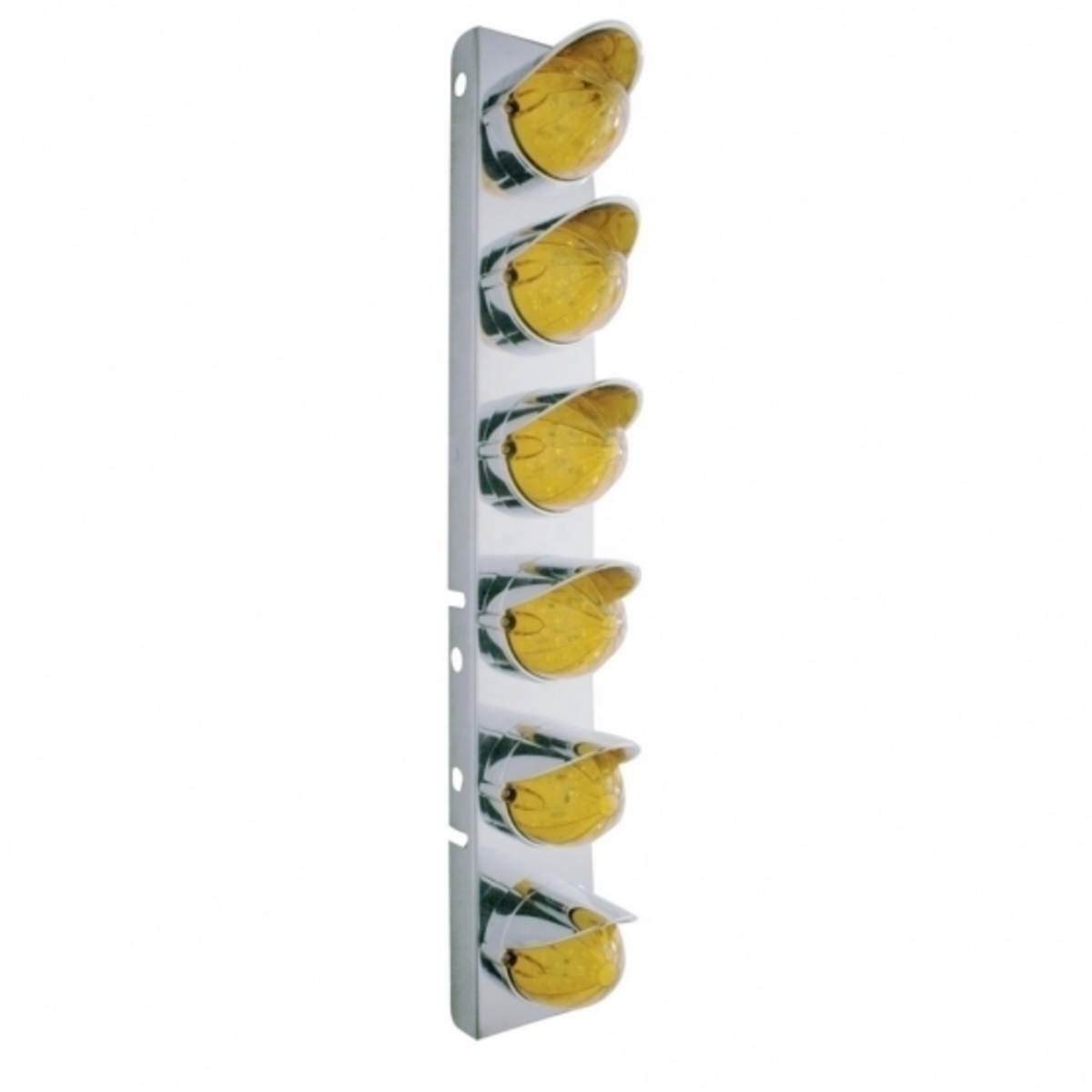 SS Front Air Cleaner Bracket With 12X 19 LED Watermelon Lights & Visors For Peterbilt-Amber LED & Lens