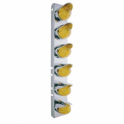 SS Front Air Cleaner Bracket With 12X 19 LED Watermelon Lights & Visors For Peterbilt-Amber LED & Lens