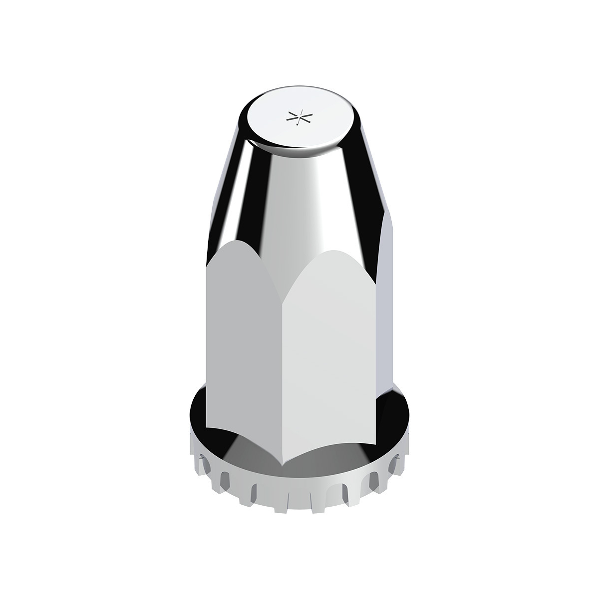 33mm X 4" Chrome Plastic Extra Tall Nut Cover With Flange - Thread-On (Bulk)