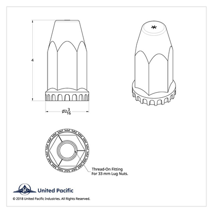 33mm X 4" Chrome Plastic Extra Tall Nut Cover With Flange - Thread-On (Bulk)