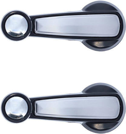 Window Crank Handle RH = LH (2pcs) Plastic Black Knob + Black Handle (Plastic) + Alu. Cover for 1978-1980 Chevrolet Blazer