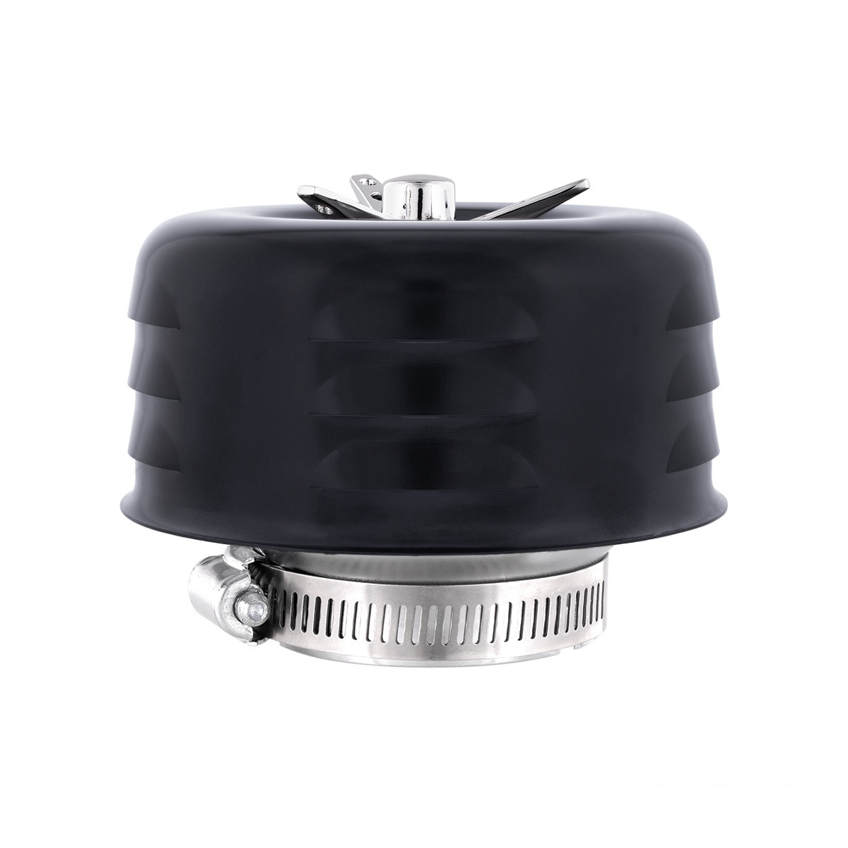 4" Round Louvered Air Cleaner With 3-Wing Screw For Carburetors With 2-5/16" Neck-Black
