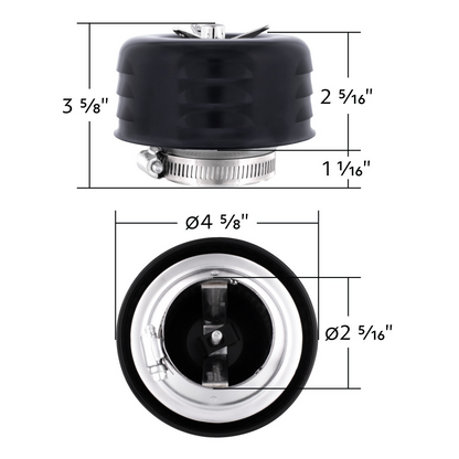 4" Round Louvered Air Cleaner With 3-Wing Screw For Carburetors With 2-5/16" Neck-Black