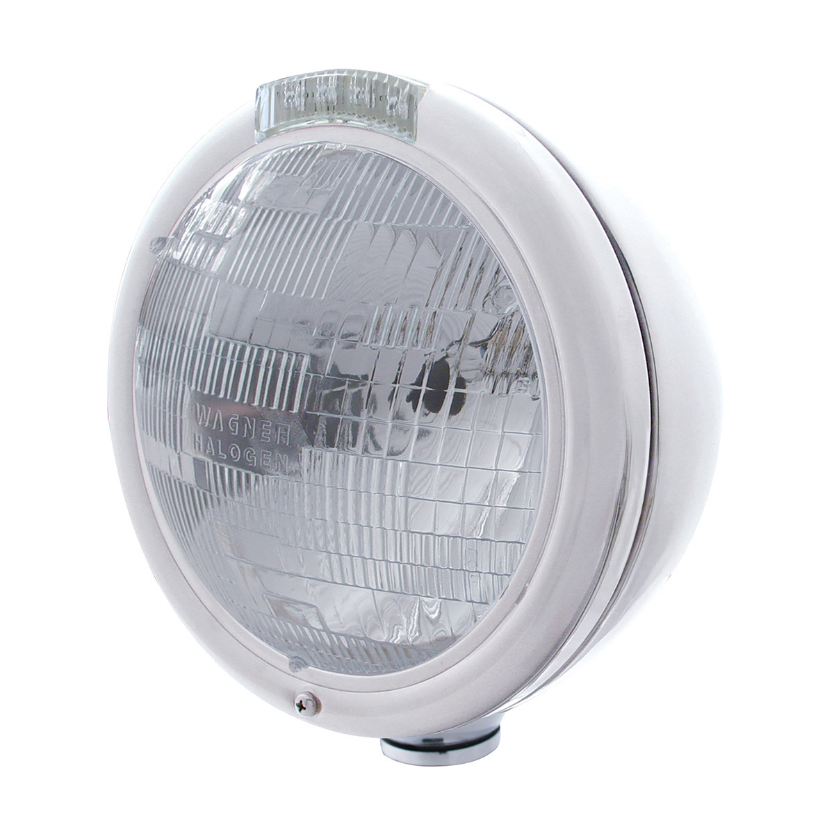 Chrome Classic Headlight H6024 Bulb & LED Turn Signal - Clear Lens