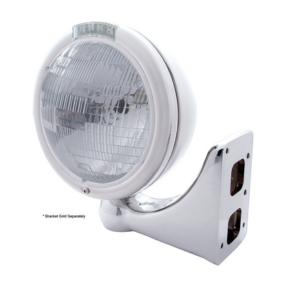 Chrome Classic Headlight H6024 Bulb & LED Turn Signal - Clear Lens