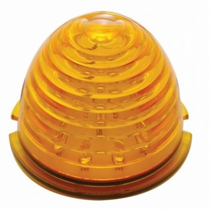 SS Front Air Cleaner Bracket W/8X 17 LED Beehive Lights & SS Bezels For Peterbilt -Amber LED & Lens (Pair)