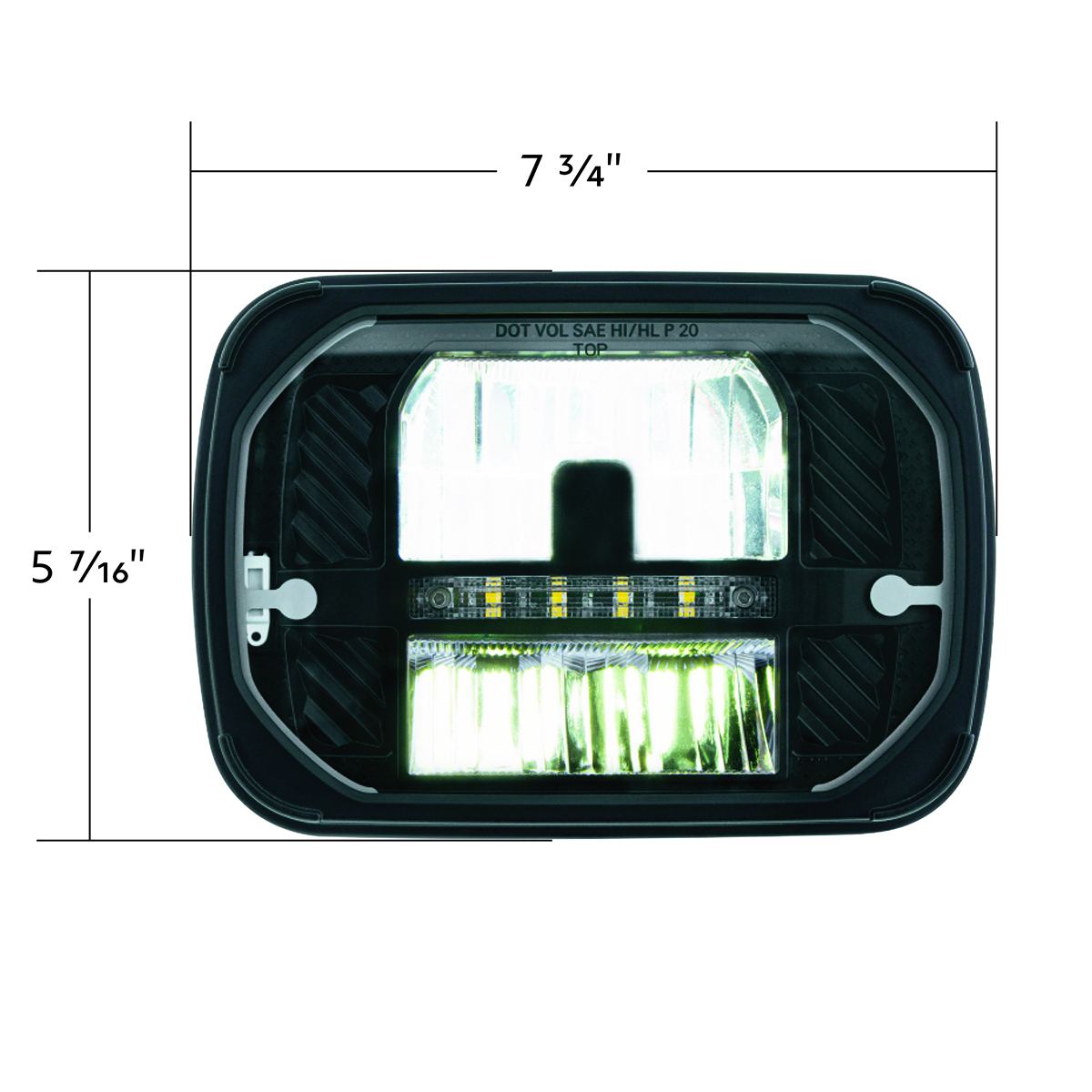 ULTRALIT - Heated 5" X 7" LED Headlight With White Position Light