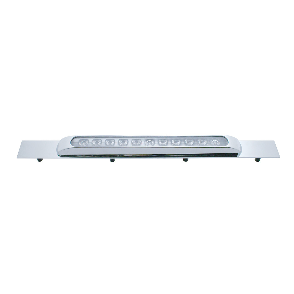 Chrome Top Mud Flap Plate With 11 LED 17" Light Bar & Bezel - Red LED/Clear Lens (Each)