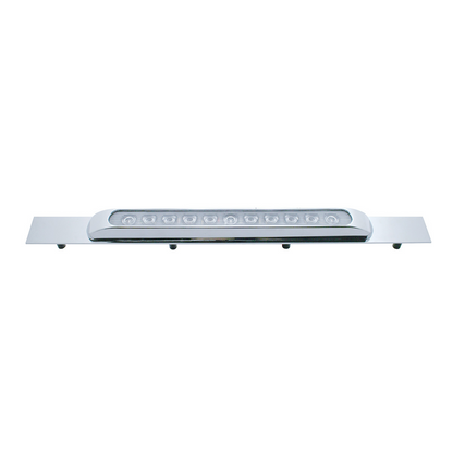 Chrome Top Mud Flap Plate With 11 LED 17" Light Bar & Bezel - Red LED/Clear Lens (Each)
