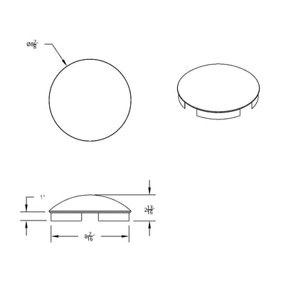 4 Even Notched Chrome Dome Front Hubcap - 1" Lip