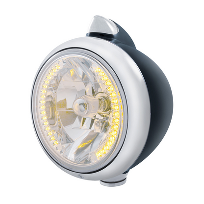 Black Guide 682-C Headlight H4 With 34 Amber LED & Original Style LED Signal-Clear Lens