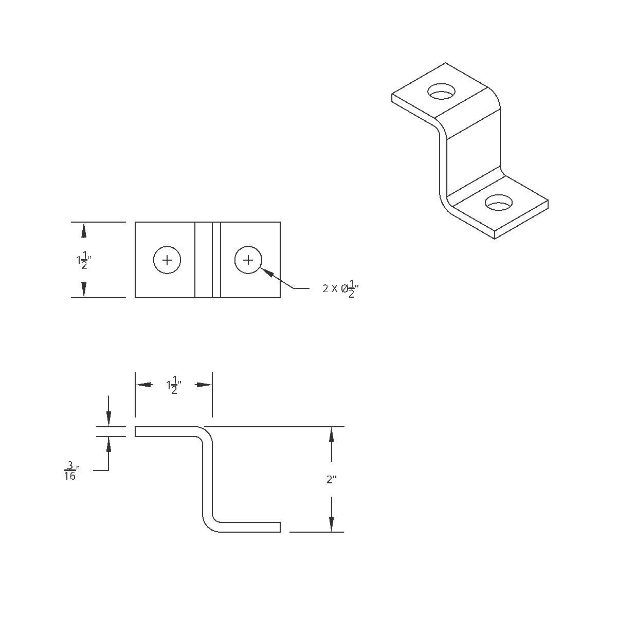 Heavy Duty "Z" Mounting Bracket - 1-1/2" x 2" x 1-1/2"