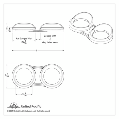 2 Gauge Cluster Cover With Visor For 2006+ Peterbilt - Horizontal