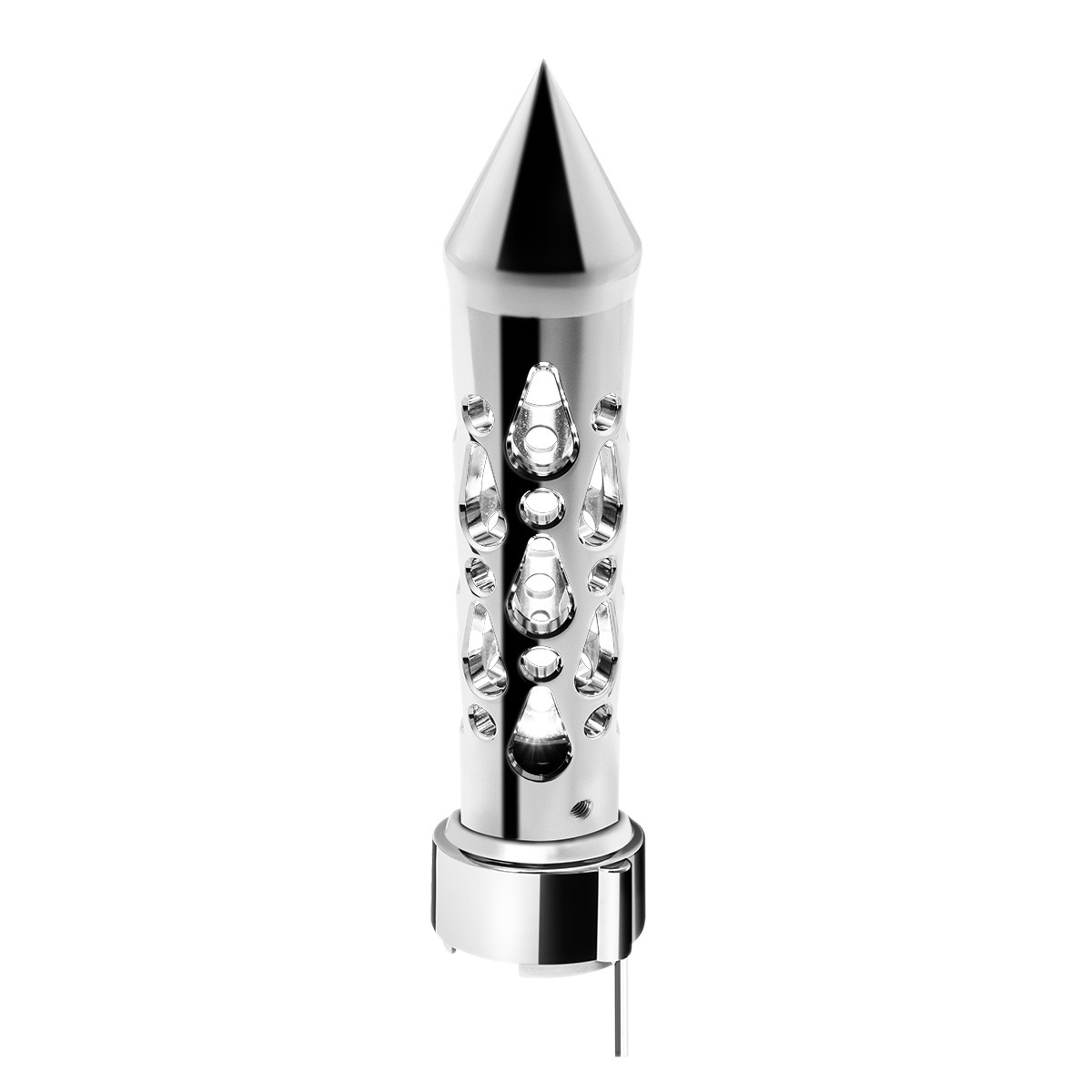 Brooklyn Spike Gearshift Knob With LED 9/10 Speed Adapter - Chrome/White LED