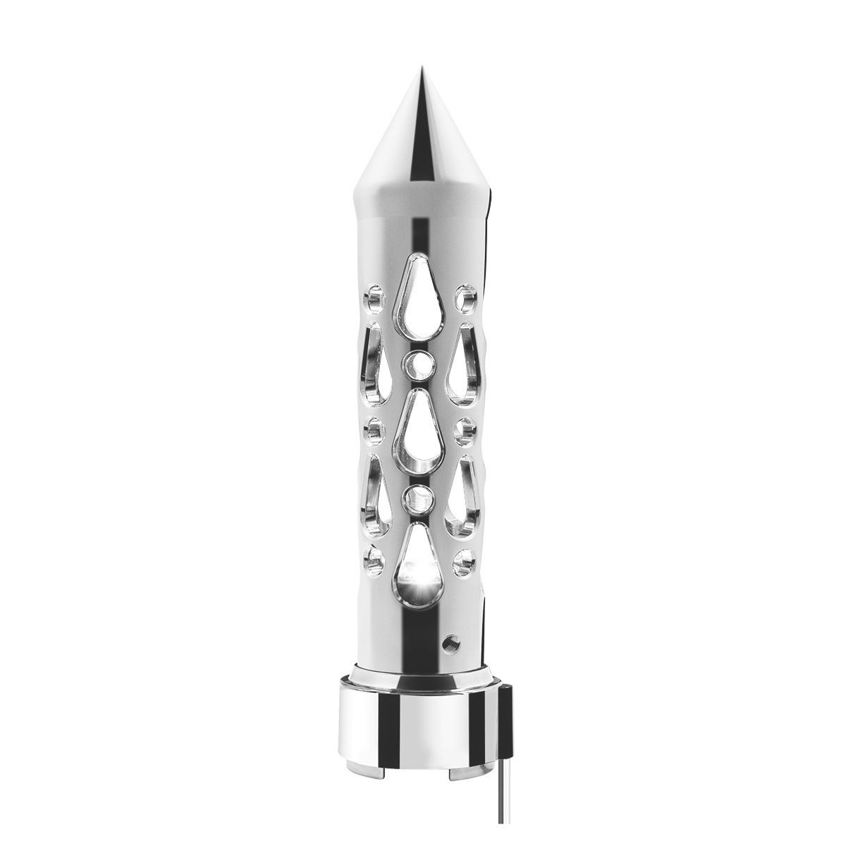 Brooklyn Spike Gearshift Knob With LED 9/10 Speed Adapter - Chrome/White LED