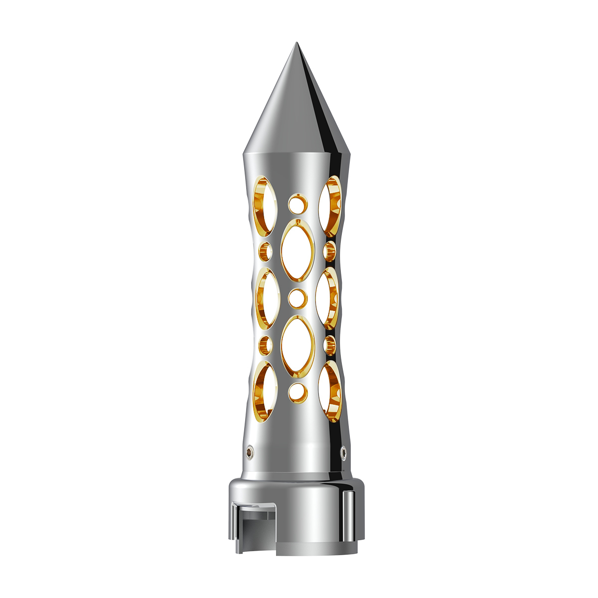Thread-On Daytona Spike Gearshift Knob With LED 13/15/18 Speed Adapter - Chrome/Amber LED