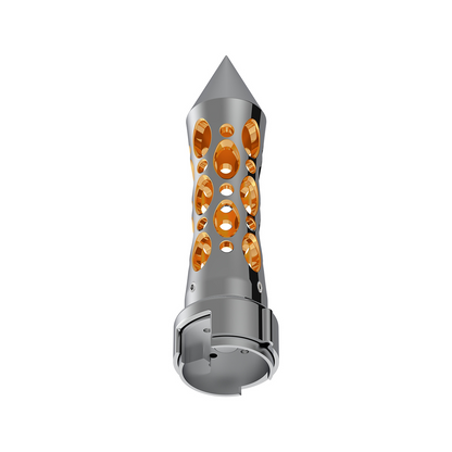 Thread-On Daytona Spike Gearshift Knob With LED 13/15/18 Speed Adapter - Chrome/Amber LED