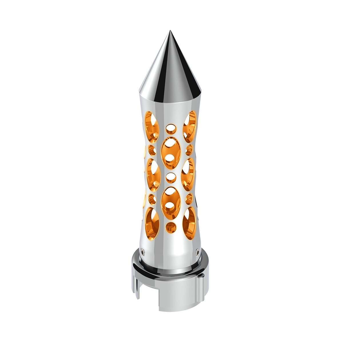 Thread-On Daytona Spike Gearshift Knob With LED 13/15/18 Speed Adapter - Chrome/Amber LED