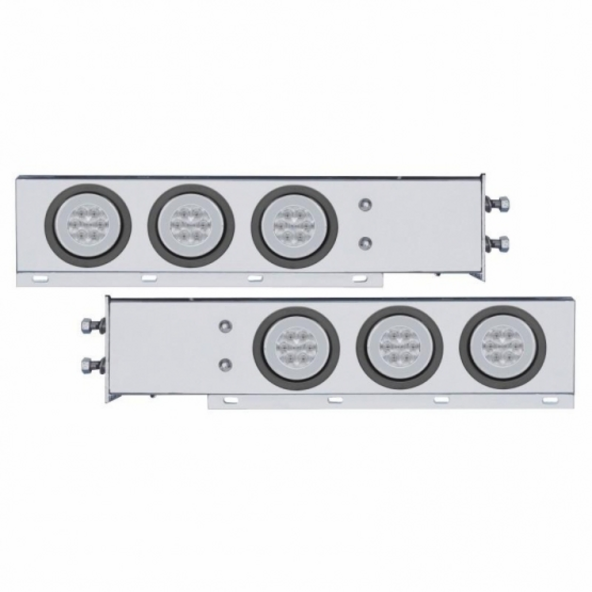 2.5" Bolt Pattern SS Spring Loaded Bar With 6X 21 LED 4" GloLight -Red LED/Clear Lens (Pair)
