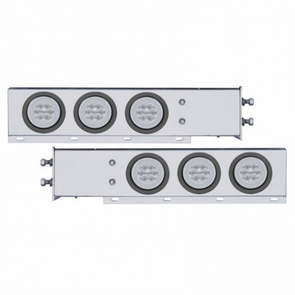 2.5" Bolt Pattern SS Spring Loaded Bar With 6X 21 LED 4" GloLight -Red LED/Clear Lens (Pair)