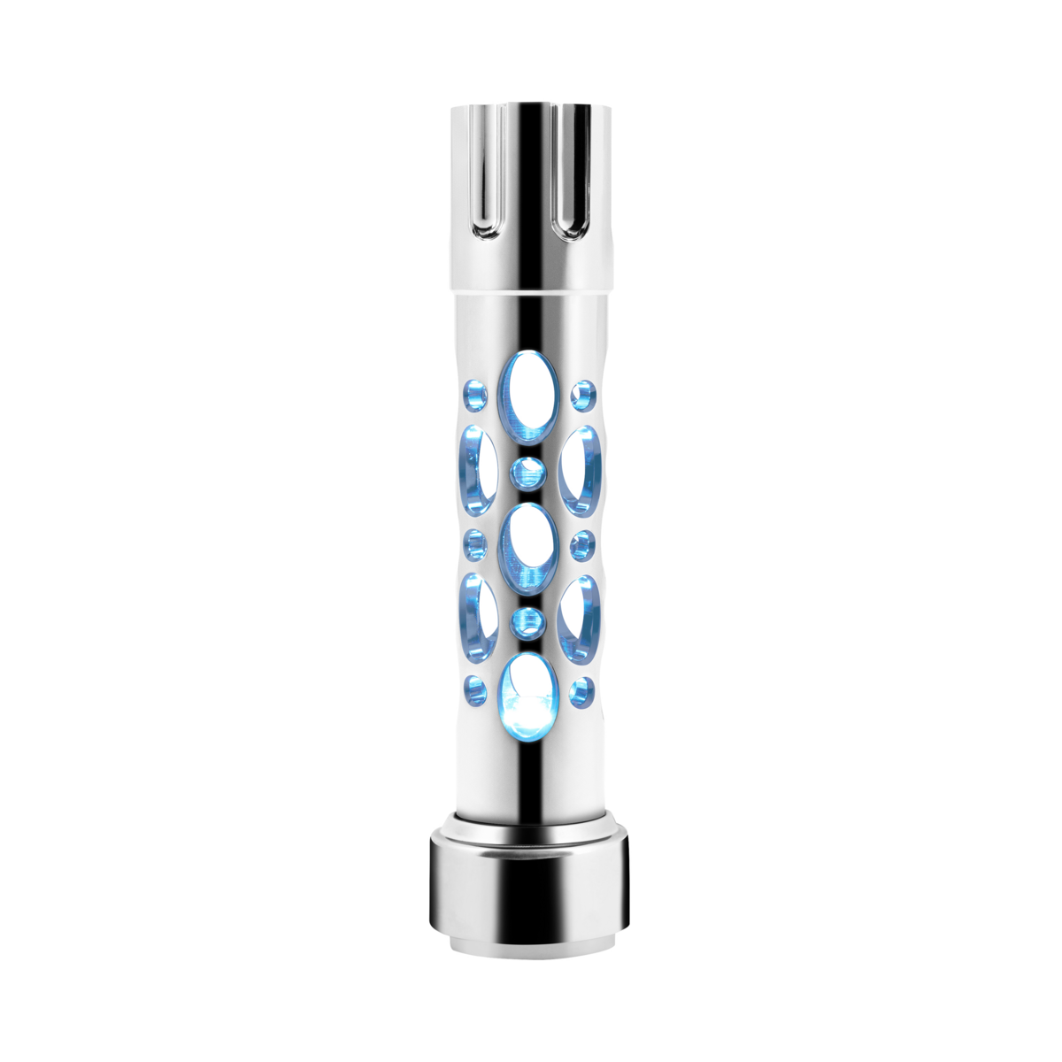 Austin Gun Cylinder Gearshift Knob With LED 9/10 Speed Adapter - Chrome/Blue LED