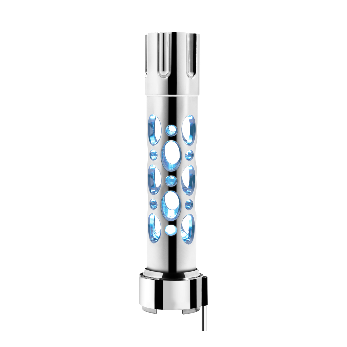 Austin Gun Cylinder Gearshift Knob With LED 9/10 Speed Adapter - Chrome/Blue LED