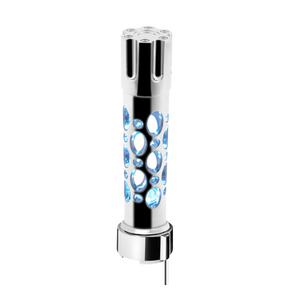 Austin Gun Cylinder Gearshift Knob With LED 9/10 Speed Adapter - Chrome/Blue LED