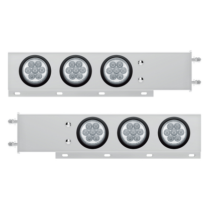 3-3/4" Bolt Pattern Deluxe SS Spring Loaded Bar W/6X 7 Red LED 4" Reflector Light -Clear Lens (Pair)
