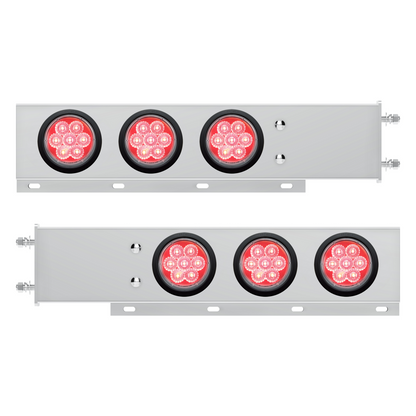 3-3/4" Bolt Pattern Deluxe SS Spring Loaded Bar W/6X 7 Red LED 4" Reflector Light -Clear Lens (Pair)