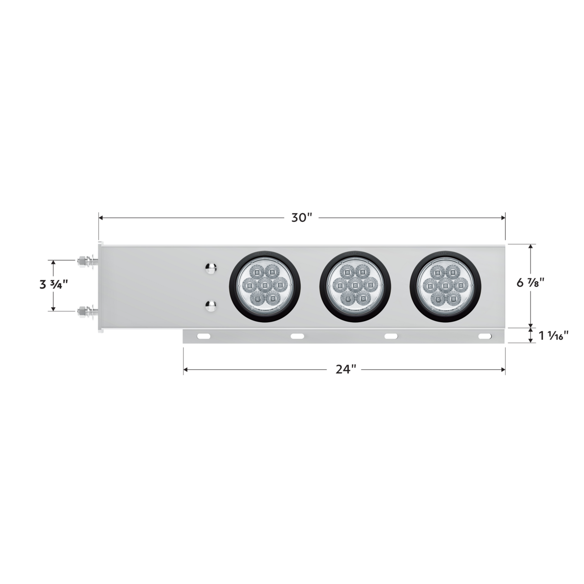 3-3/4" Bolt Pattern Deluxe SS Spring Loaded Bar W/6X 7 Red LED 4" Reflector Light -Clear Lens (Pair)