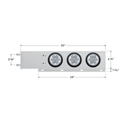 3-3/4" Bolt Pattern Deluxe SS Spring Loaded Bar W/6X 7 Red LED 4" Reflector Light -Clear Lens (Pair)