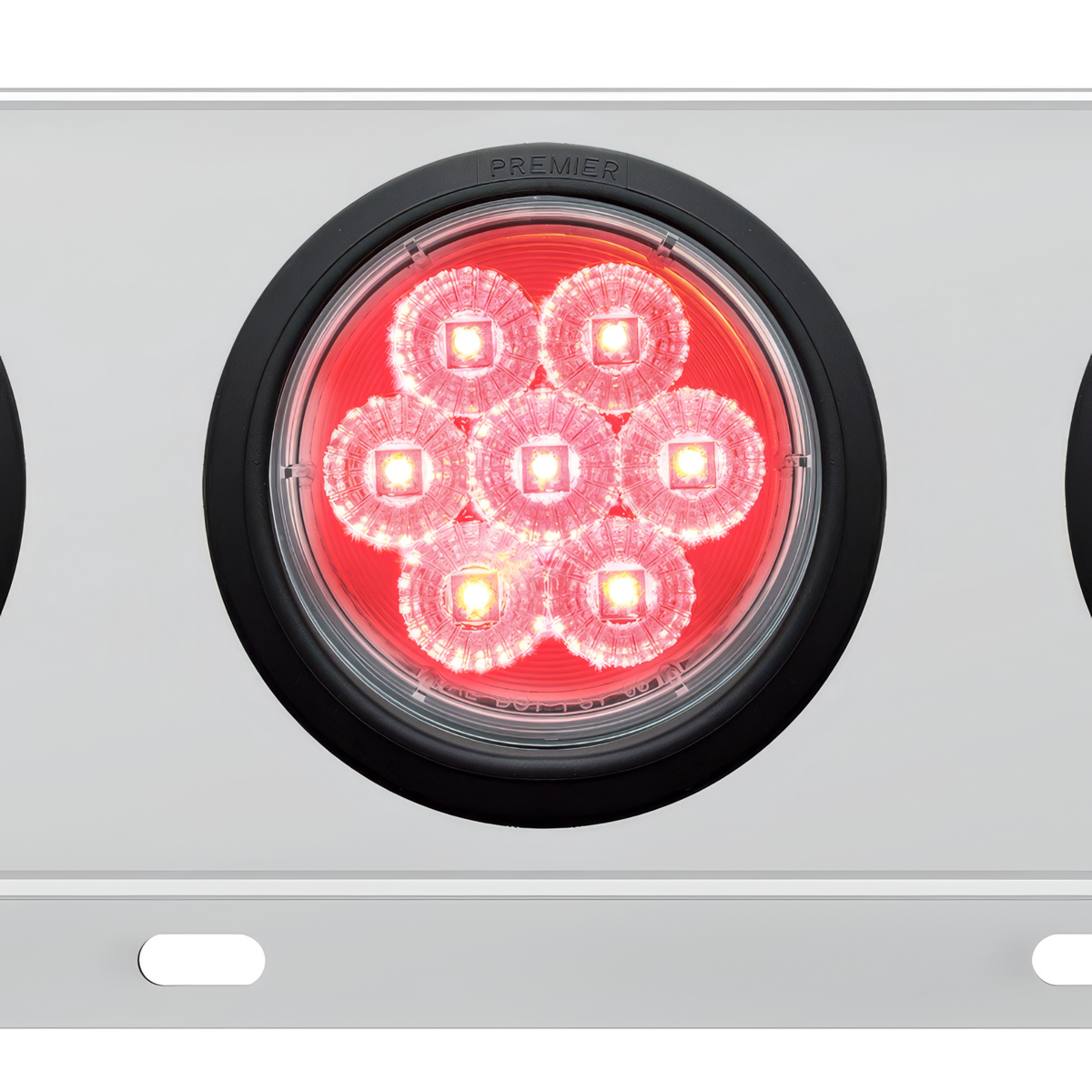 3-3/4" Bolt Pattern Deluxe SS Spring Loaded Bar W/6X 7 Red LED 4" Reflector Light -Clear Lens (Pair)