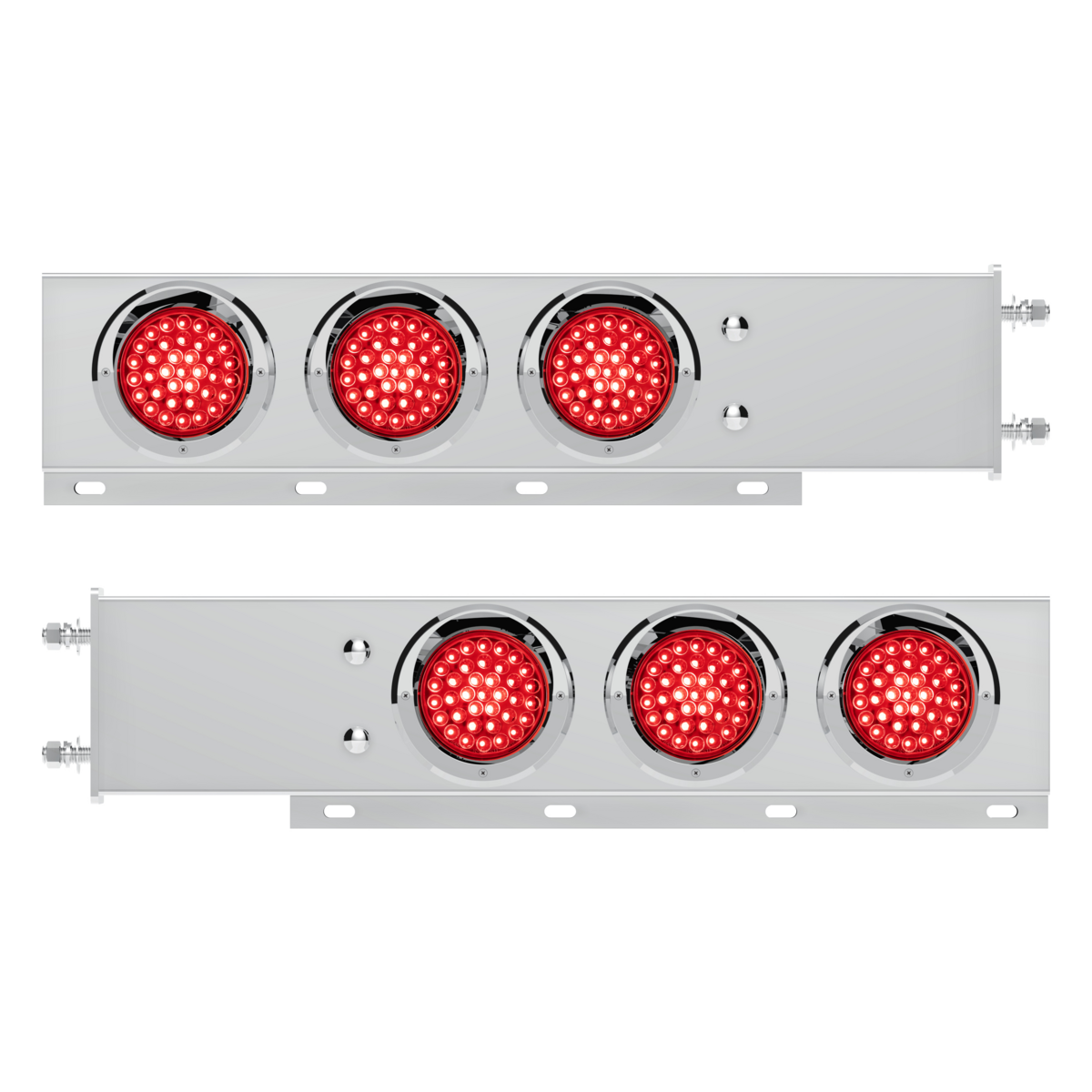 3-3/4" Bolt Pattern Deluxe SS Spring Loaded Bar W/6X 36 LED 4" Light & Visors -Red LED & Lens (Pair)