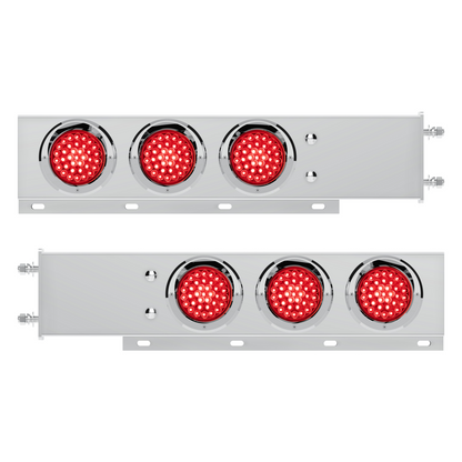 3-3/4" Bolt Pattern Deluxe SS Spring Loaded Bar W/6X 36 LED 4" Light & Visors -Red LED & Lens (Pair)