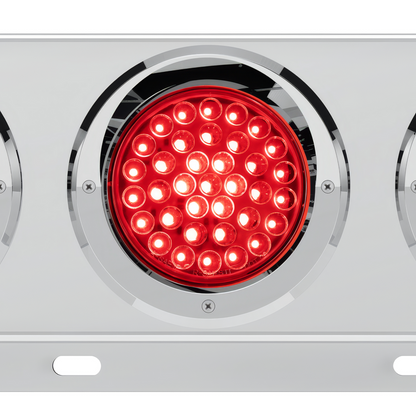 3-3/4" Bolt Pattern Deluxe SS Spring Loaded Bar W/6X 36 LED 4" Light & Visors -Red LED & Lens (Pair)