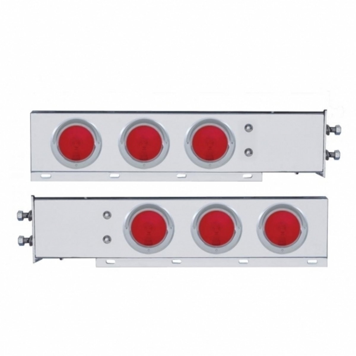 2" Bolt Pattern Stainless Spring Loaded Light Bar With 6X 4" Lights & Visors (Pair)