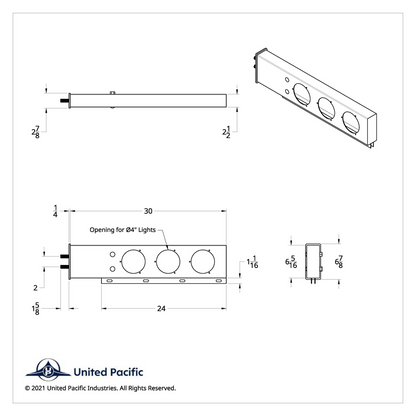 2" Bolt Pattern Stainless Spring Loaded Light Bar With 6X 4" Lights & Visors (Pair)