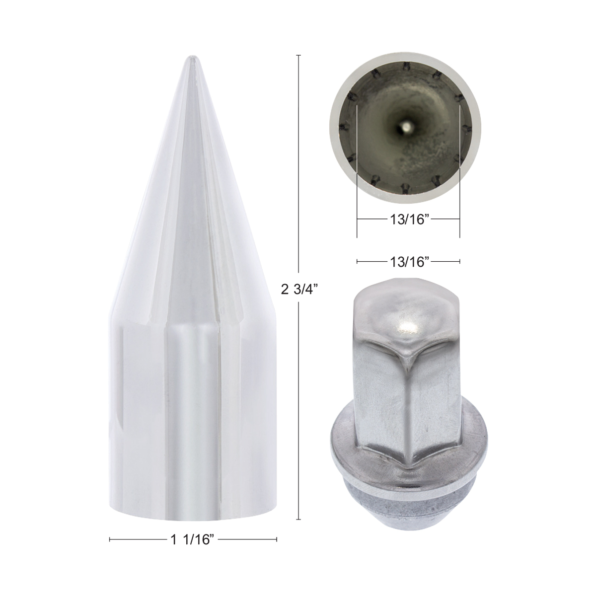 Chrome Spike Nut Cover For 2004-2014 Ford F-150 With OE Steel Wheel - Push-On (Bulk)