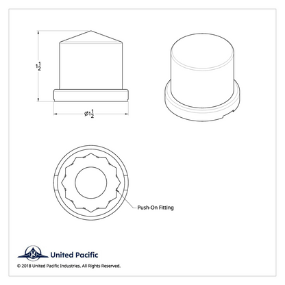 15/16" X 1-1/2" Chrome Plastic Pointed Nut Cover - Push-On